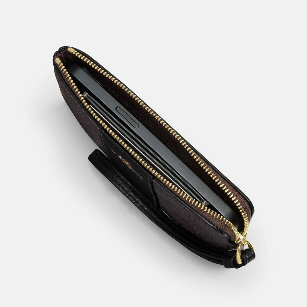 Coach Cartera Wristlet Signature Canvas Negro