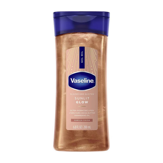 Vaseline Glazed & Glisten Vanilla Cocoa Shimmering Gel Body Oil - Sunlit Glow - 6,8