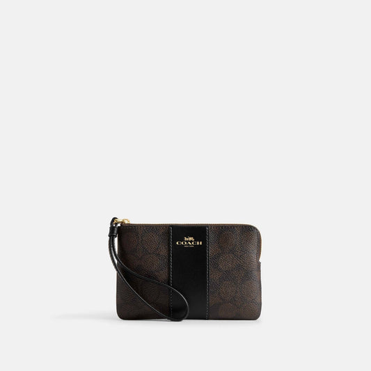Coach Cartera Wristlet Signature Canvas Negro