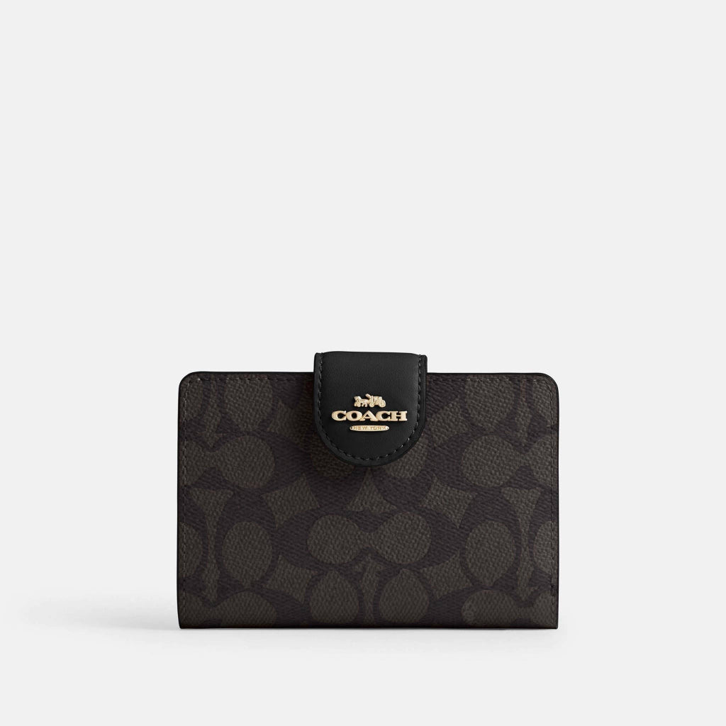 Coach Cartera Medium Corner Signature Canvas Negro