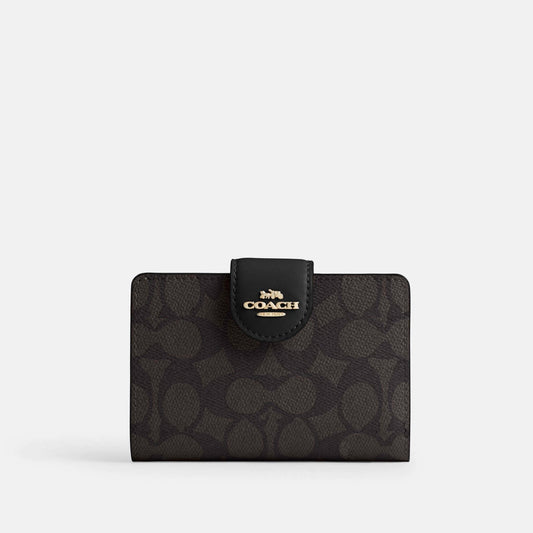 Coach Cartera Medium Corner Signature Canvas Negro