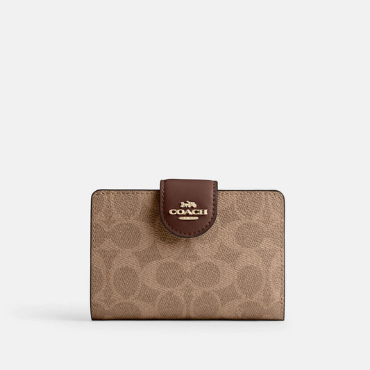 Coach Cartera Medium Corner Signature Canvas Café