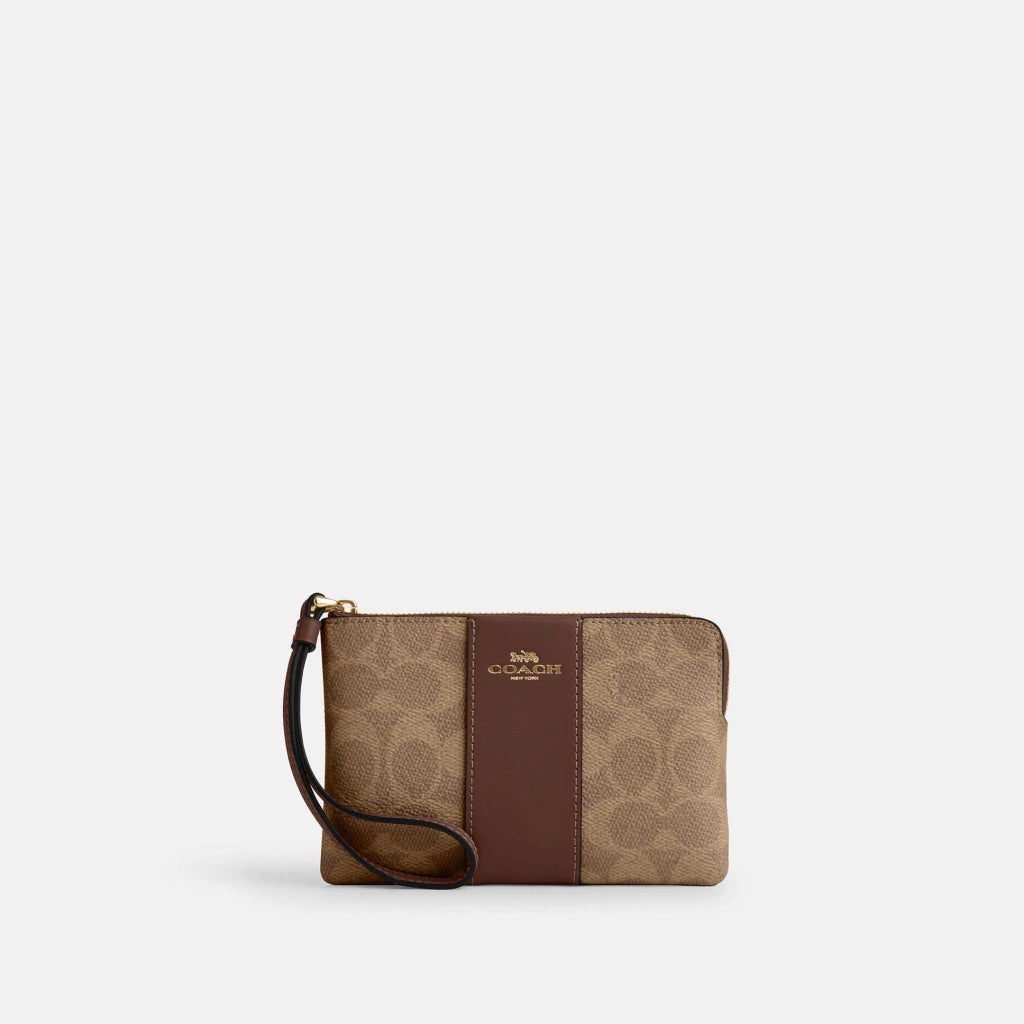 Coach Cartera Wristlet Signature Canva Café