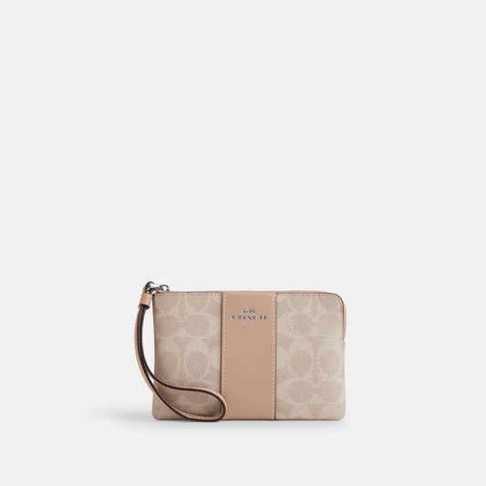 Coach Cartera Wristlet Signature Canvas Beige