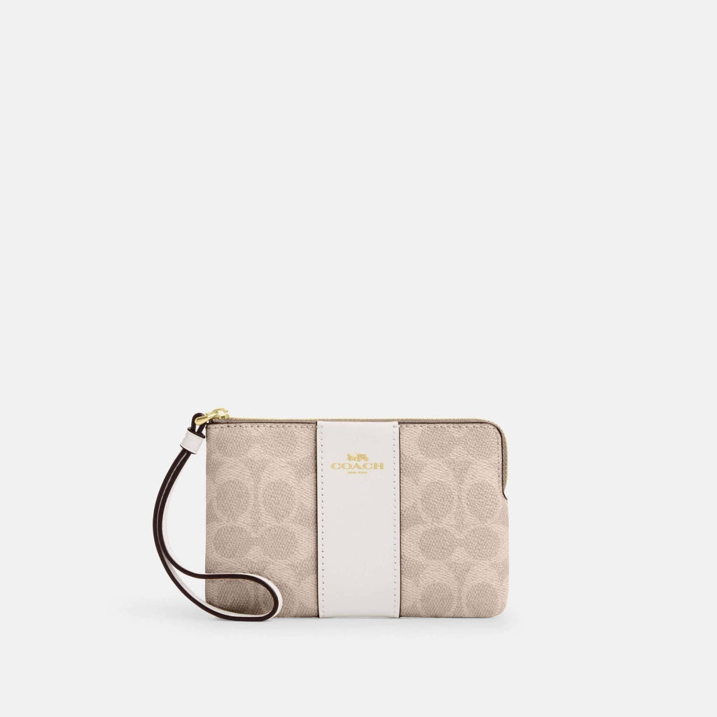 Coach Cartera Wristlet Signature Canvas Beige